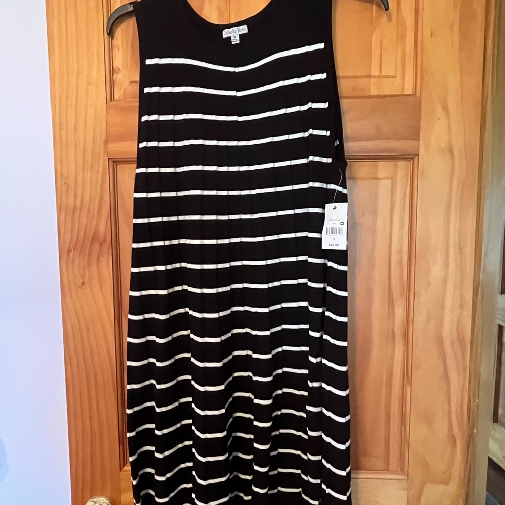 Black and White Striped Sleeveless Dress